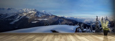 Fototapeta Panoramiczny widok na Les Arcs we francuskich Alpach
