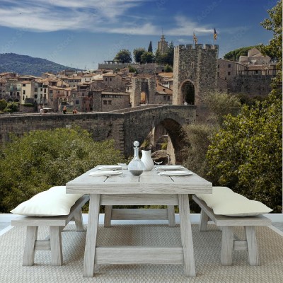 Fototapeta Średniowieczny most Besalú w Gironie (Hiszpania)