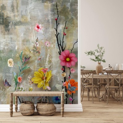 Fototapeta z designerskim wzorem w kwiaty