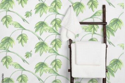 Tapeta Akwarela z zielonymi liśćmi