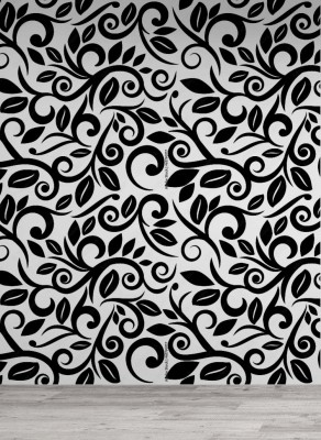 Fototapeta z roślinnym motywem czarno bluszczu na białym tle