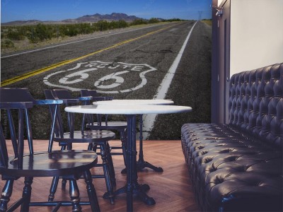 Fototapeta Długa droga z namalowanym znakiem Route 66