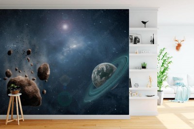 Fototapeta Widok kosmosu z asteroidą