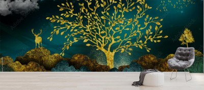 Fototapeta 3D złoty Krajobraz