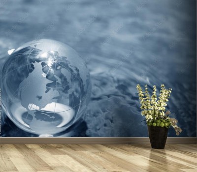 Fototapeta szklana kula ziemska na wodzie