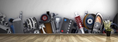 Fototapeta Wiele części samochodowych