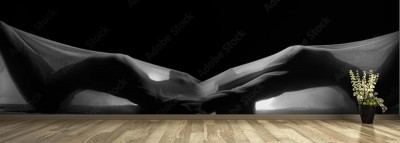Fototapeta Zmysłowy akt dwóch kobiet przykrytych przezroczysta tkaniną