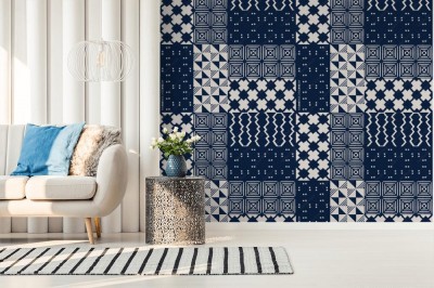 Tapeta z wzorem indygo do minimalistycznego wnętrza