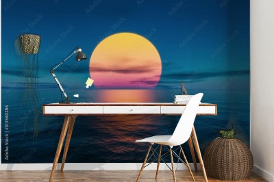 Fototapeta wspaniały zachód słońca nad oceanem