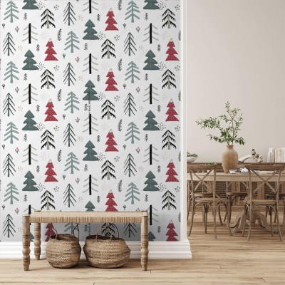 Fototapeta z leśnym wzorem skandynawskim