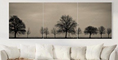 Obraz na płótnie Mroczna panorama gołych jesiennych drzew