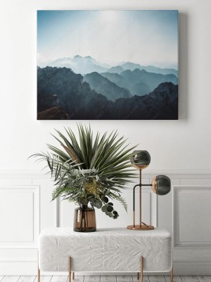 Obraz na płótnie Widok na góry pokryte mgłą z przełęczy Mangart