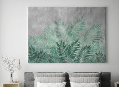 Obraz na płótnie Tropikalne liście na betonie