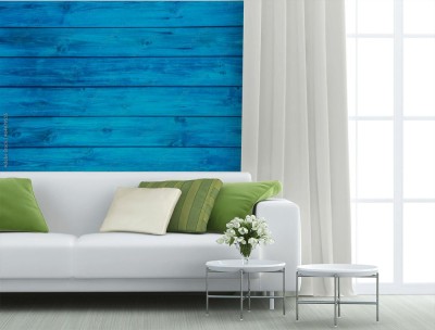 Fototapeta Błękitne drewniane deski