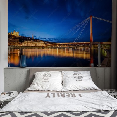 Fototapeta Brama sądu i most w Lyonie