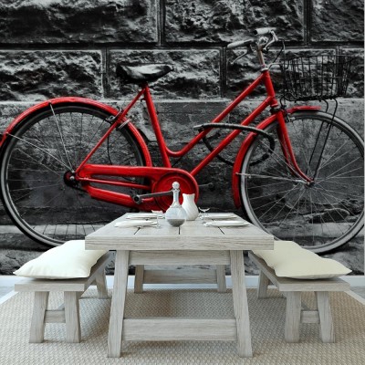 Fototapeta Czerwony rower na czarno-białym tle