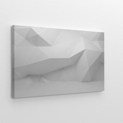 Obrazy do salonu Abstrakcjonistyczny biały 3d wnętrze z poligonalnym wzorem na ścianie