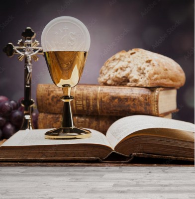 Fototapeta Biblia, chleb i wino