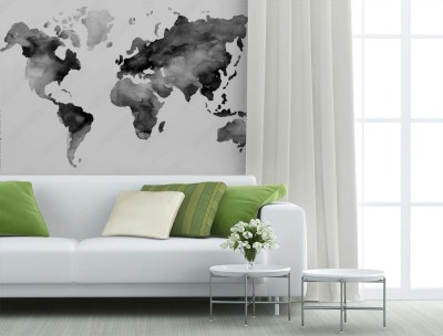 Fototapeta Ilustracja ręcznie malowanej mapy ziemi w stylu przypominającym akwarele