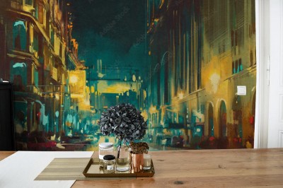 Fototapeta Malarstwo ilustracyjne z historycznymi budynkami