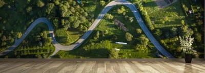 Fototapeta Widok z lotu ptaka na drogowe serpentyny