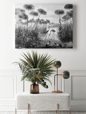 Obrazy do salonu Czarno biała ilustracja Flamingów