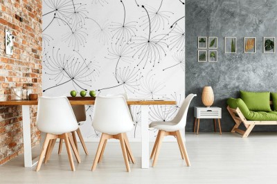 Fototapeta Ręcznie rysowane wzór mniszka lekarskiego w abstrakcyjnym stylu