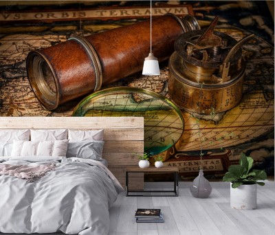 Fototapeta Stary kompas vintage na starożytnej mapie