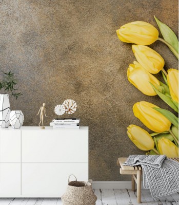 Fototapeta Żółte tulipany na abstrakcyjnym tle