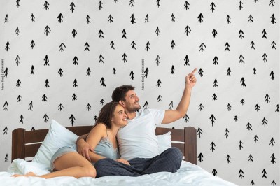 Tapeta Skandynawskie tło geometryczne ze stylizowanymi sosnami