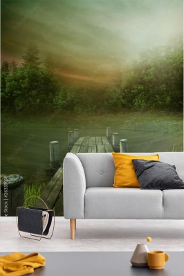 Fototapeta Drewniane molo na jeziorze