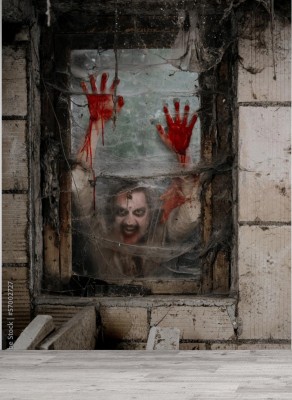 Fototapeta Głodny zombie w oknie