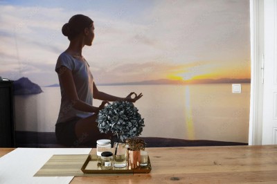 Fototapeta Młoda kobieta ćwicząca jogę