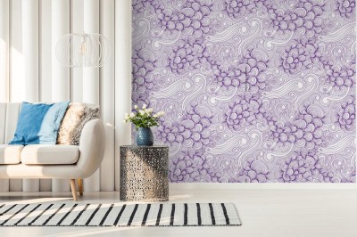 Fototapeta Ozdobny fioletowy wzór fal i muszli