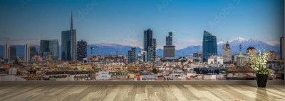Fototapeta Mediolan Włochy - panoramiczny widok na nową panoramę