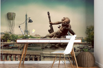 Fototapeta Statua na moście Pont Alexandre III w Paryżu