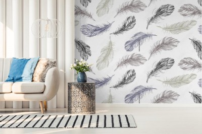 Fototapeta Ręcznie rysowane pióro na białym tle w stylu skandynawskim