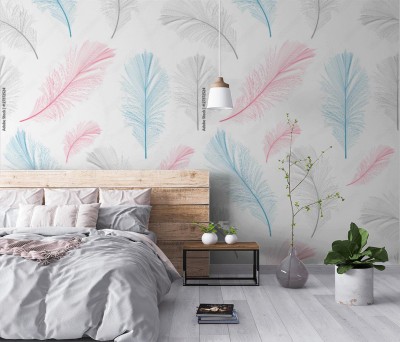 Tapeta z wzorem w ptasie piórka