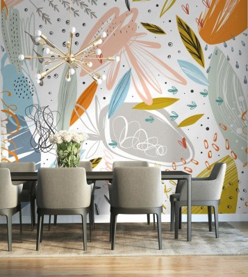 Fototapeta Abstrakcjonistyczny wzór z kwiecistymi elementami