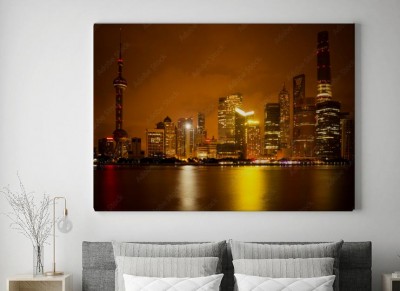 Obrazy do salonu Architektura miasta Szanghaj widziana nocą