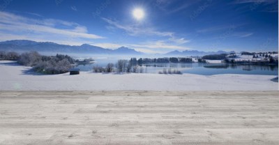 Fototapeta Panoramiczny zimowy krajobraz w Bawarii