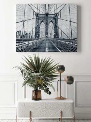 Obraz na płótnie Czarno-biały Most Brookliński 3D
