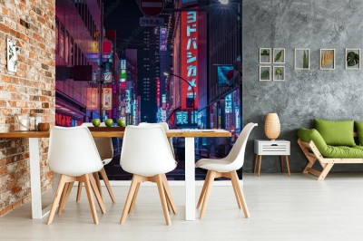 Fototapeta Noc neonowej ulicy w centrum miasta w Tokio