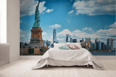 Fototapeta Statua Wolności na Liberty Island w tle New York Harbor