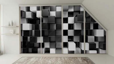 Naklejki na meble Czarno-białe bloki układające się w abstrakcyjne tło