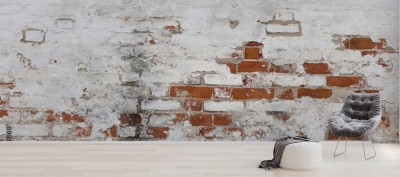 Fototapeta Biała ściana ze starej cegły