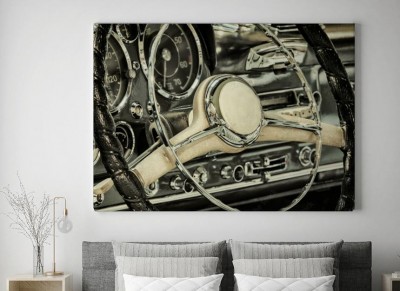 Obraz na płótnie Kierownica klasycznego samochodu