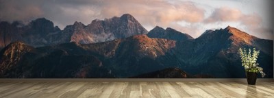 Fototapeta Szczyty górskie w Tatrach o zachodzie słońca