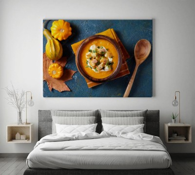 Obraz na płótnie Jesienna zupa dyniowa i marchewkowa ze śmietaną