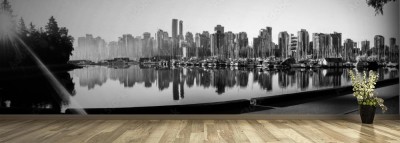 Fototapeta Czarny i biały panoramiczny widok Vancouver
